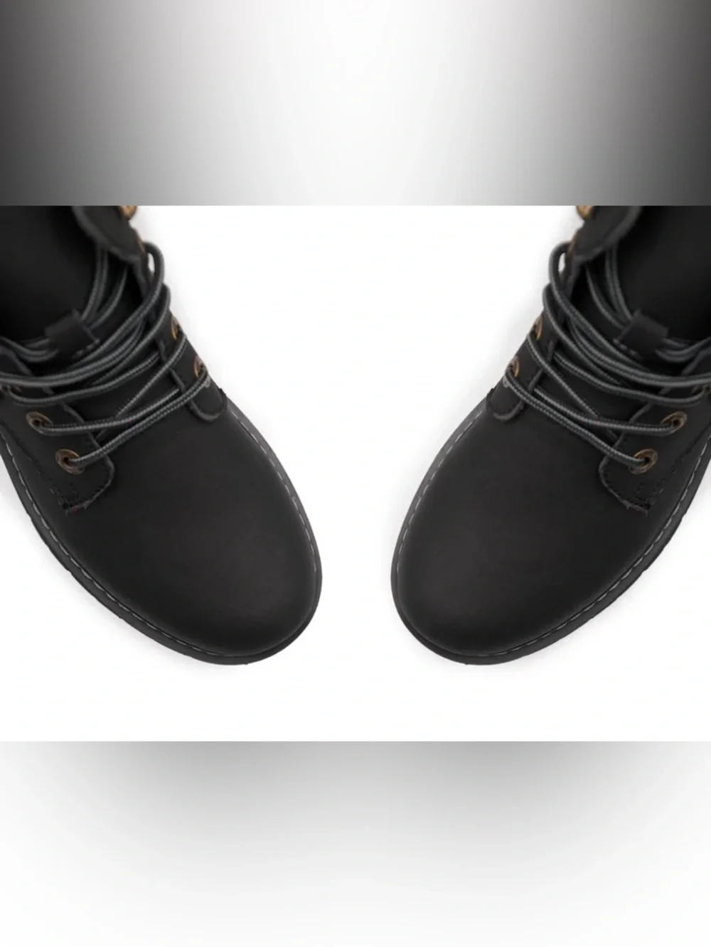Men's Black Leather Lace-Up Work Boots